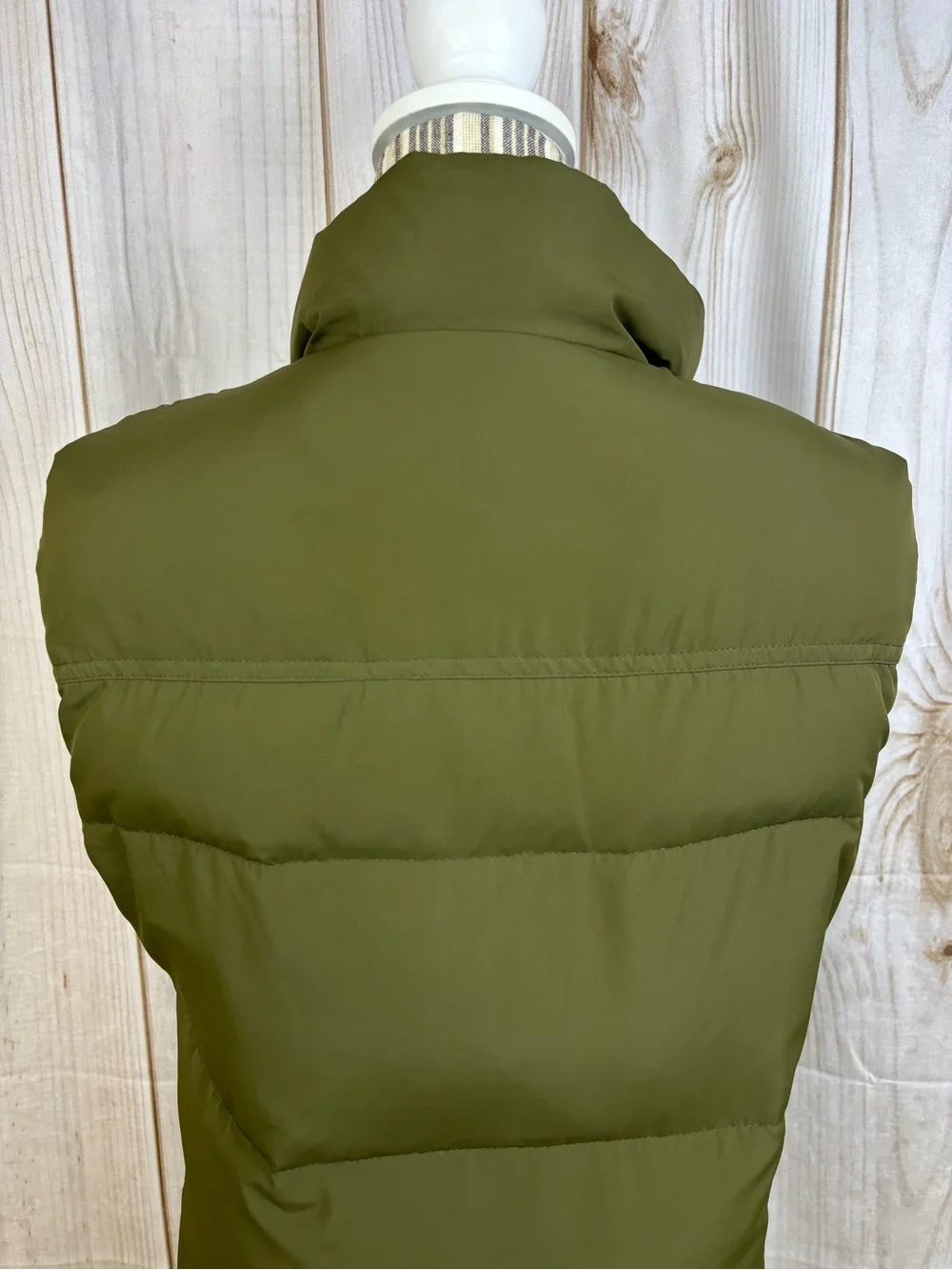 J. Crew Vintage Down Puffer Vest Toggle Rope Closures Preppy Cozy Green Sz Small